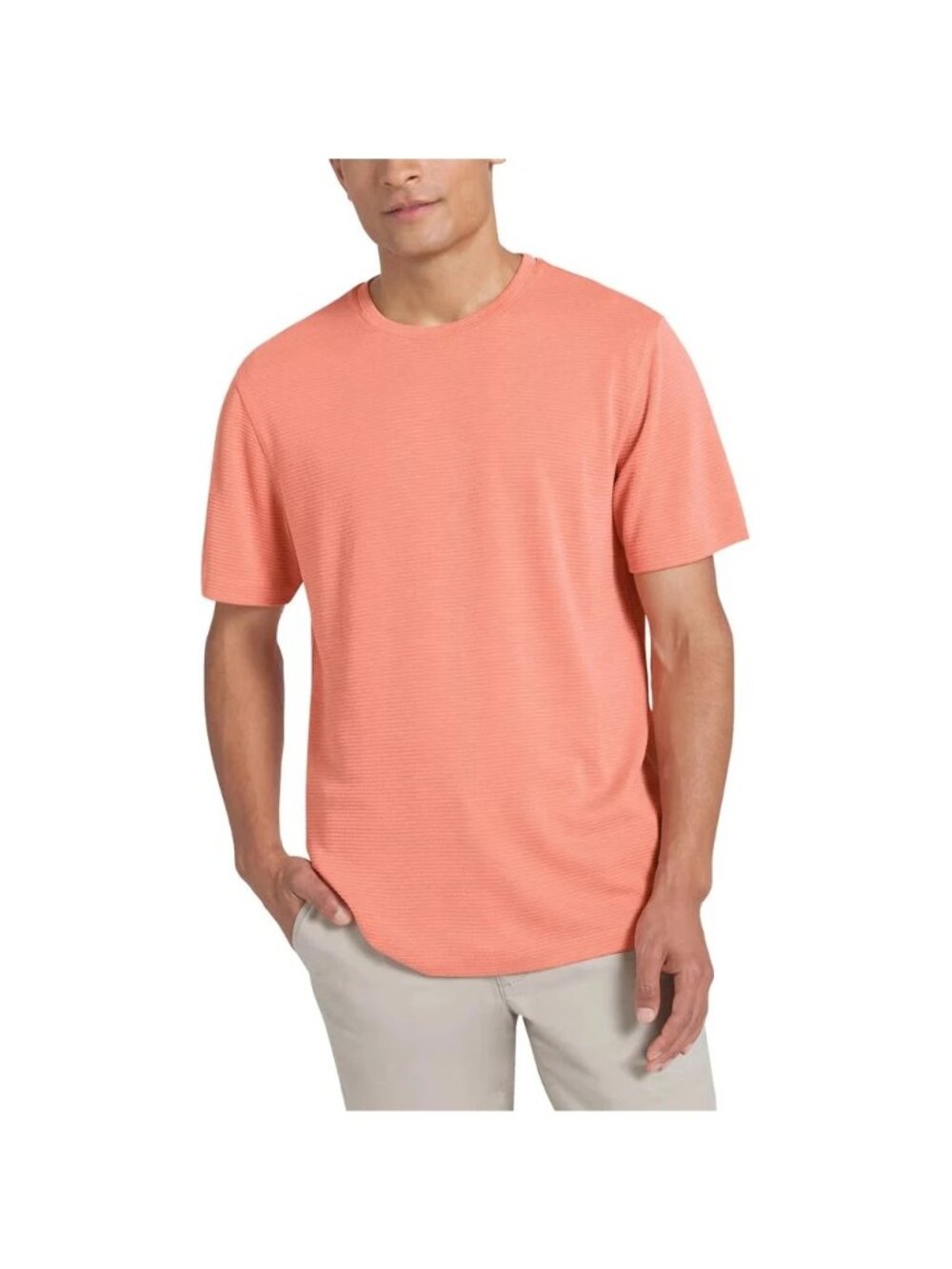 Lands' End Men's Textured Tee Orange Classic Fit Stretch XL New with Tag